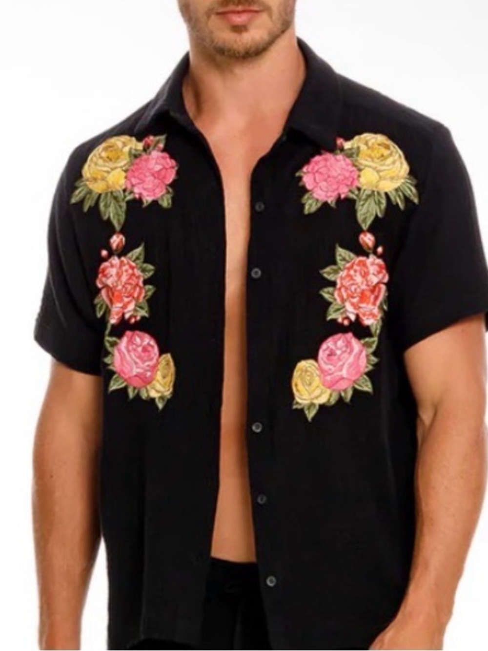 Agua Bendita NWT SET Cotton Jack Shirt & CeCe Shorts Embroidered Flower Crinkle - Picture 3 of 12